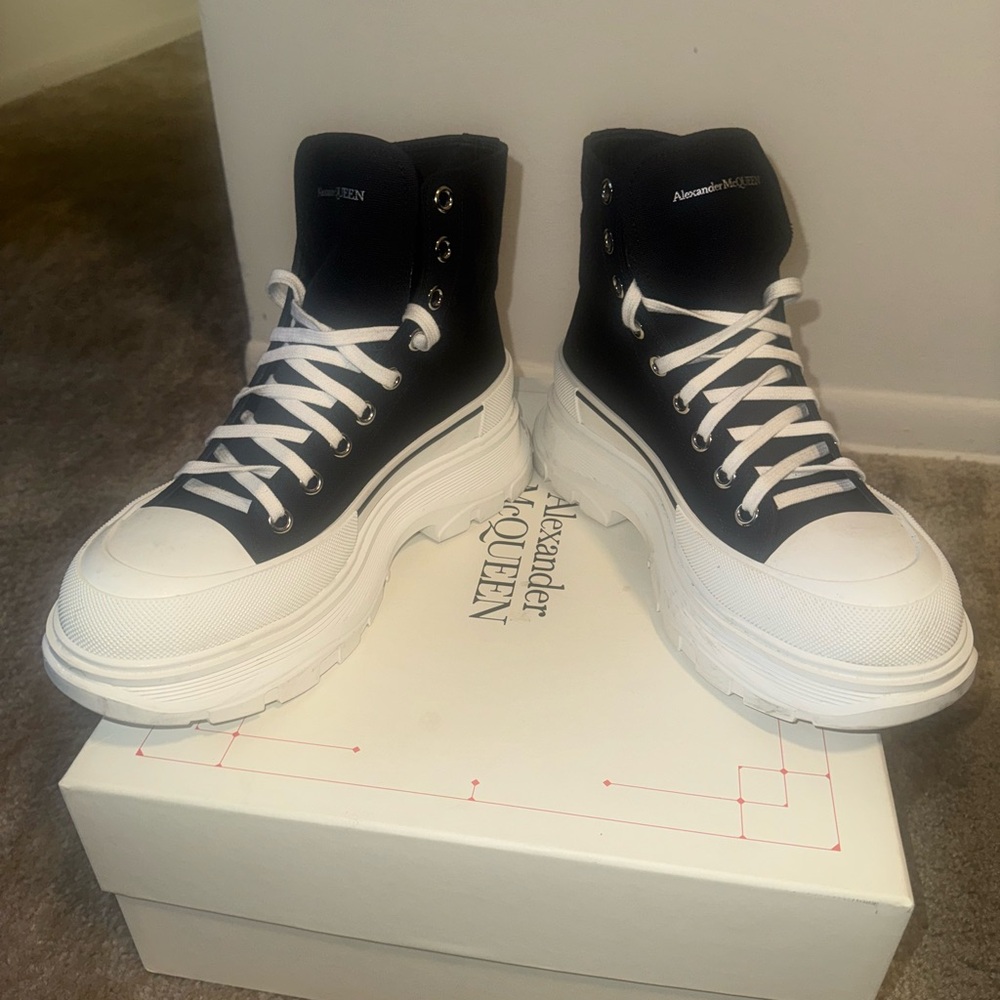 Alexander McQueen Black and White High-Top Sneakers